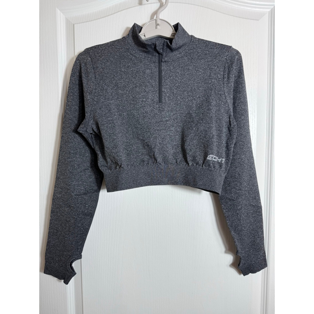Women's Echt Gray Arise Stellar Long Sleeve Crop Top Size L